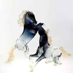 Zanetti Murano Grande cavallo da riproduzione in vetro nero