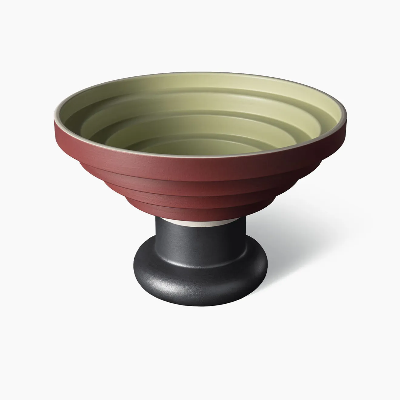 Bitossi Ceramiche Grande centrotavola verde e rosso di Ettore Sottsass