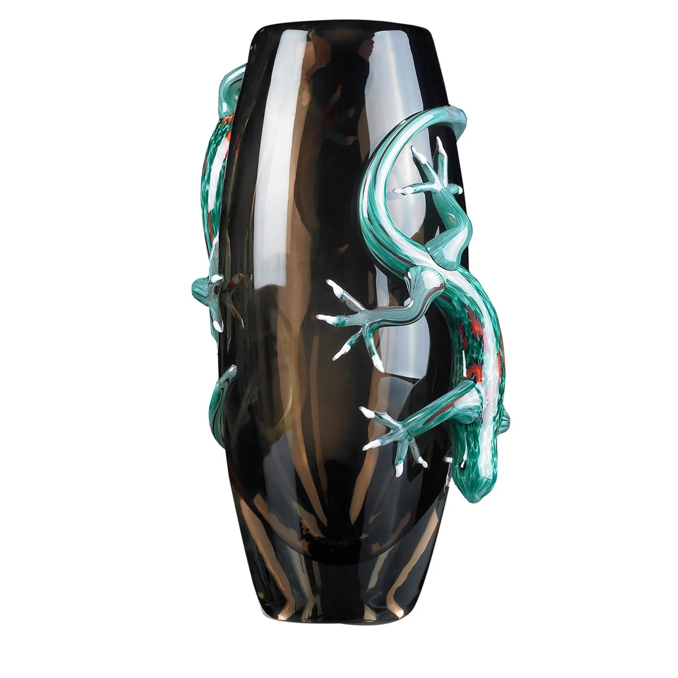 VGnewtrend Grande vaso marrone con 2 gechi