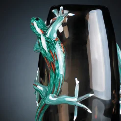 VGnewtrend Grande vaso marrone con 2 gechi