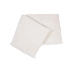 San Patrignano Kimberly Crema 100% Cashmere Doppio Plaid con frange corte laterali