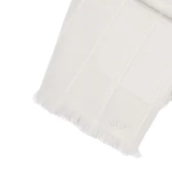 San Patrignano Kimberly Crema 100% Cashmere Doppio Plaid con frange corte laterali