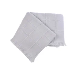 San Patrignano Kimberly Ecru 100% Cashmere Doppio Plaid con frange corte