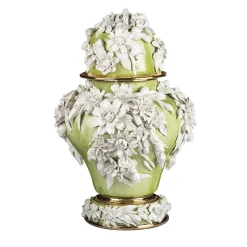 I Borbone Capodimonte La Terra Floral Potiche verde e bianca di Antonio Fullin