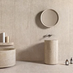 Luce Di Carrara Lavabo a Colonna in Marmo Beige Sartoriale di Federico Peri