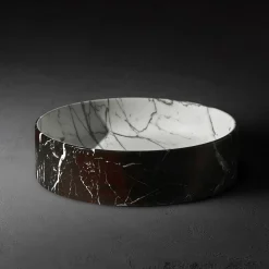 Kreoo Lavabo Blessed Circle in Rosso Lepanto e Calacatta Carrara