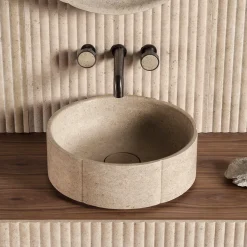 Luce Di Carrara Lavabo da piano in marmo beige rotondo Sartoriale