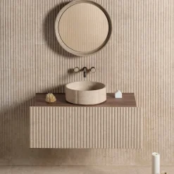 Luce Di Carrara Lavabo da piano in marmo beige rotondo Sartoriale