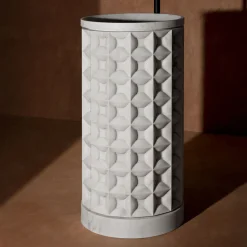 Kreoo Lavabo in marmo Bianco del Re a colonna cilindrica Dawn