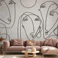 Affreschi & Affreschi Linea nera facce singolari carta da parati testurizzata