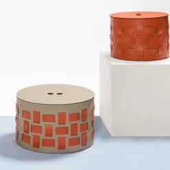 Rudi Lisbona N. 10 Cestino rotondo arancione con coperchio