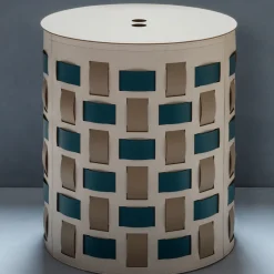 Rudi Lisbona N. 13 Cestino rotondo bianco con coperchio