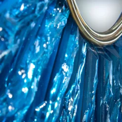 Ghirò Studio Mini specchio di cristallo blu Martelè