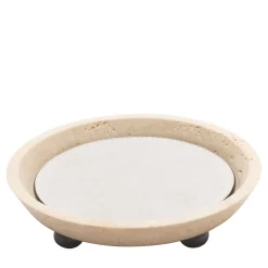 Giobagnara Mini vassoio rotondo in pelle e marmo Monza #5