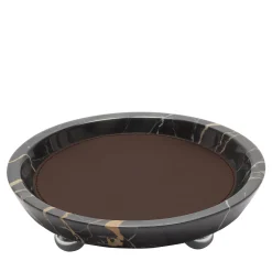 Giobagnara Mini vassoio rotondo in pelle e marmo Monza #3