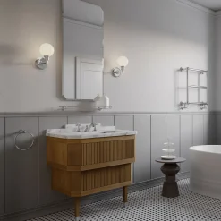 Devon&Devon Mobile Portalavabo Metropolitan Essence in Marmo di Carrara e Legno di Rovere