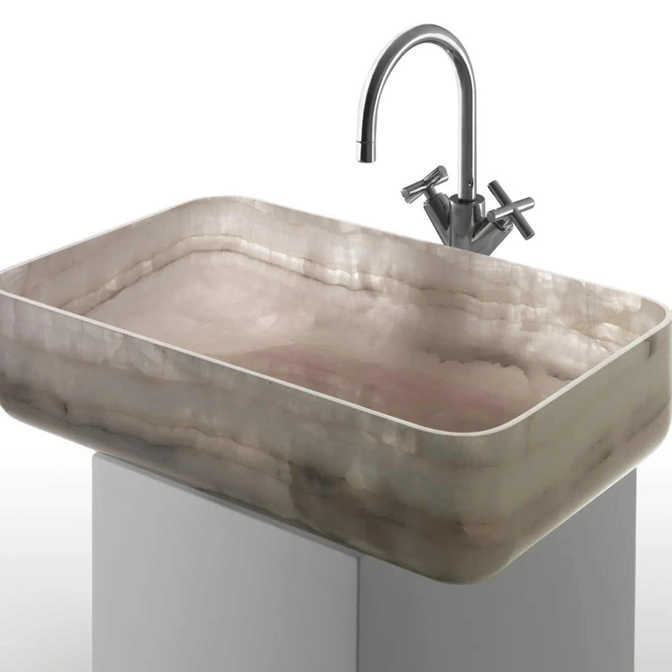 Kreoo Nabhi Collection Lavabo Bowl N.9 in Onice Rosa