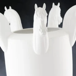 VGnewtrend Obice Horse 5 Teste Vaso decorativo bianco