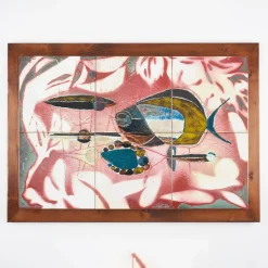 Ceramiche Lega di Martina Scarpa Pannello Decorativo in Ceramica a 6 Piastrelle "Pesci nel Mediterraneo"