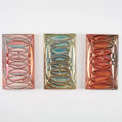 Ceramiche Lega di Martina Scarpa Piastrella Decorativa Rettangolare in Ceramica con Lustro Rosso e Verde