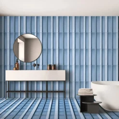 Francesco De Maio Piastrella Geometrie D’Ombra In Ceramica Blu Motivo A Linee