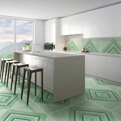 Francesco De Maio Piastrella Geometrie D’Ombra In Ceramica Verde Rame Motivo Triangolare