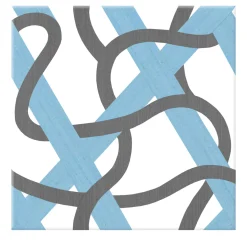 Francesco De Maio Piastrella Il Guardiano In Ceramica Azzurro E Grigio Scuro Motivo Geometrico