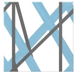 Francesco De Maio Piastrella Il Saraceno In Ceramica Azzurro E Grigio Scuro Motivo Geometrico