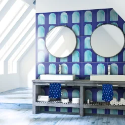 Arcea Handmade Design Piastrella Roma quadrata blu e turchese