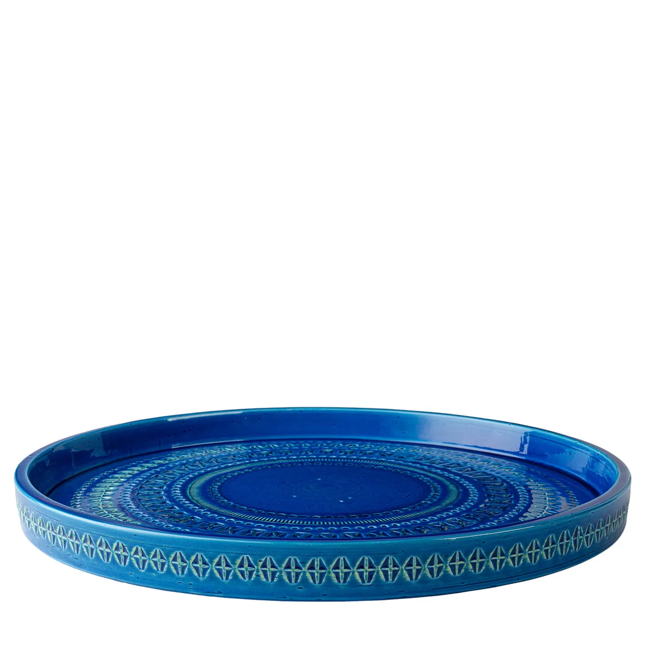 Bitossi Ceramiche Piatto Decorativo Blu Grande di Aldo Londi