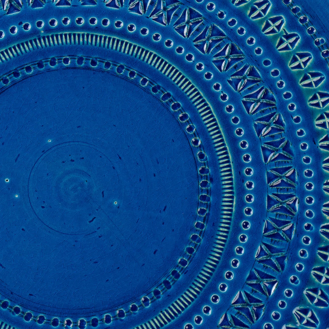 Bitossi Ceramiche Piatto Decorativo Blu Grande di Aldo Londi