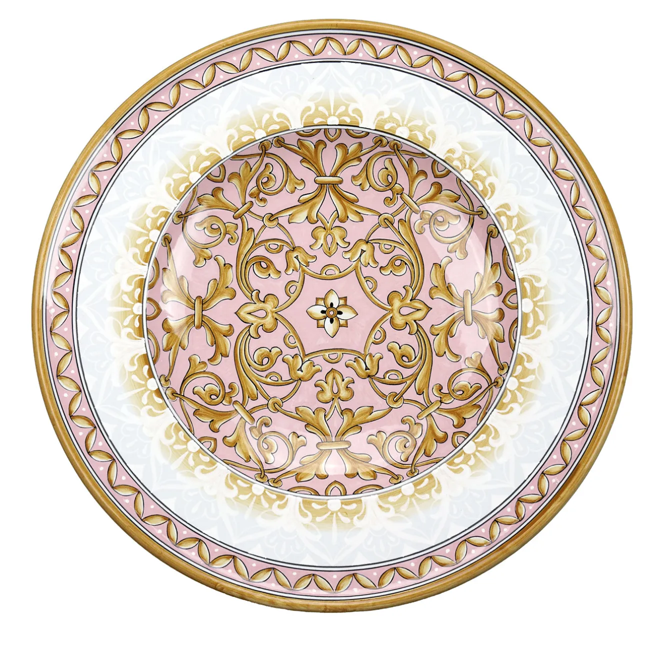deBlona Piatto Decorativo Rotondo Pink Damask