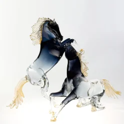 Zanetti Murano Piccolo cavallo seduto in vetro nero