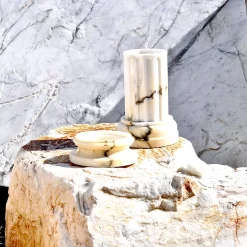 FiammettaV Home Collection POR TAN TE Vaso a colonna in marmo satinato Paonazzo