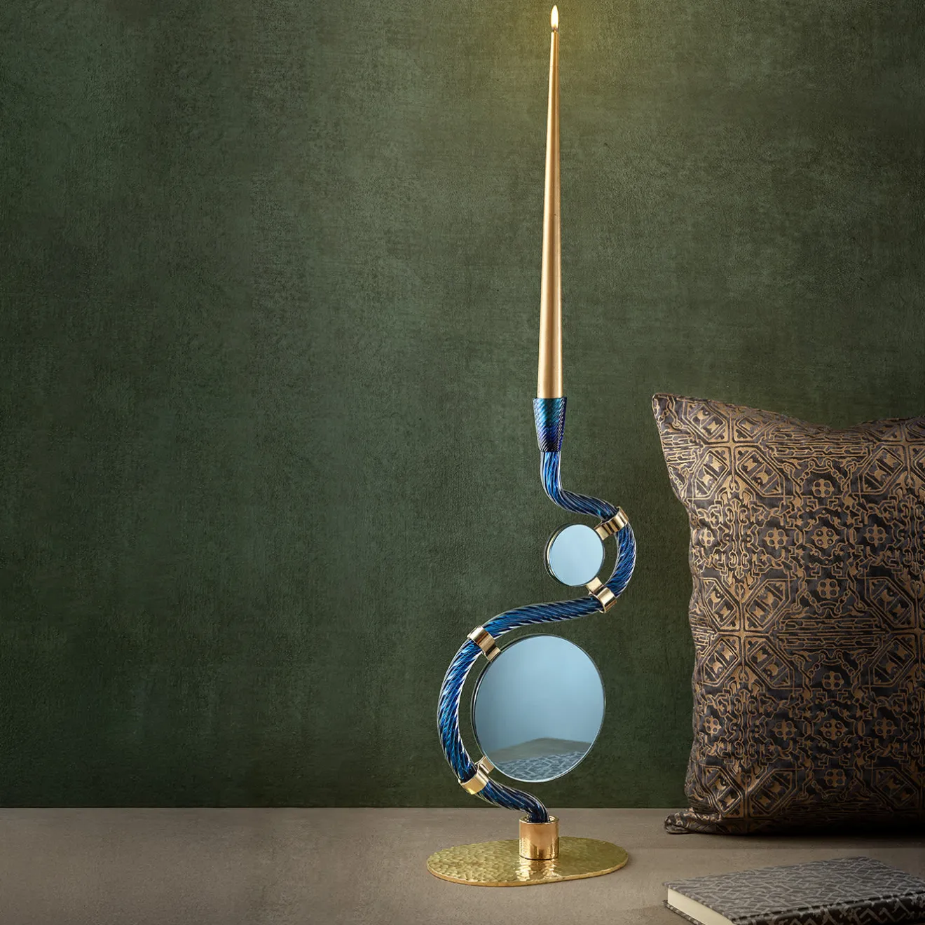 Aina Kari Portacandele Double-Face Blu "I 4 Ponti sul Canal Grande"