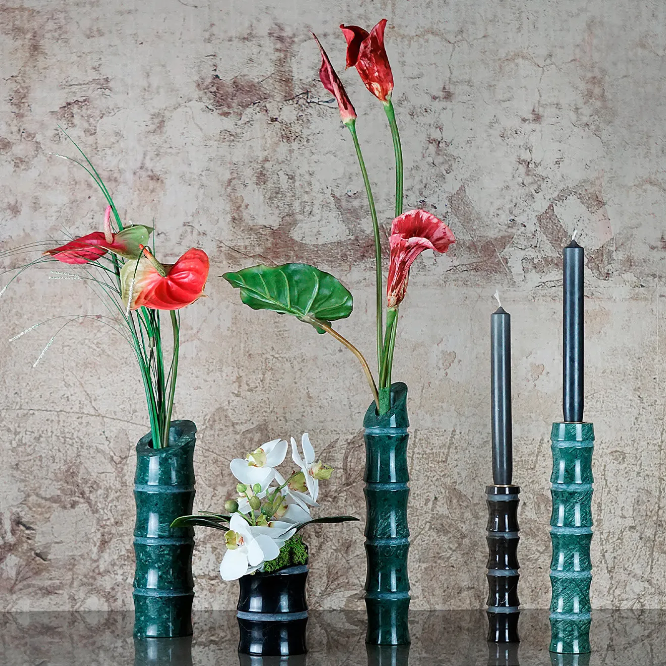 MMairo Portacandele Kadomatsu in marquina nera di Michele Chiossi