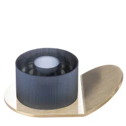 Purho Portacandele Lumino Stripe in acciaio grigio e cristallo di Federico Peri