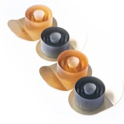 Purho Portacandele Lumino Stripe in acciaio grigio e cristallo di Federico Peri