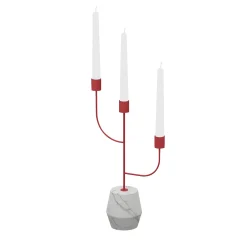 Nunzia Ponsillo Portacandele Rami Bianco Carrara e Rosa