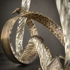 Aina Kari Portacandele Ribbon in Vetro di Murano Champagne e Ottone Curvato a Mano