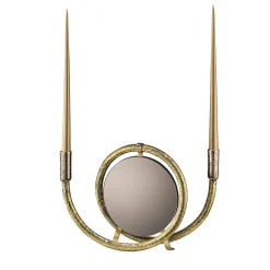 Aina Kari Portacandele San Marco Mirroring in Ottone Martellato