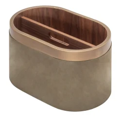 Riviere Portariviste Dama in legno di noce e pelle Smoke