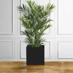 Molto Collectibles Portavaso a Rotelle In Metallo Nero E Ottone a Base Quadrata