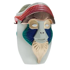 Bosa Primates Brazza Vaso in ceramica multicolore con dettagli in metallo di Elena Salmistraro