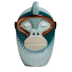 Bosa Primates Kandti Vaso in ceramica azzurra lucida con dettagli in metallo di Elena Salmistraro