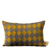 The House of Lyria Pungitopo Cus rettangolare in velluto giallo e blu con motivo a diamanti