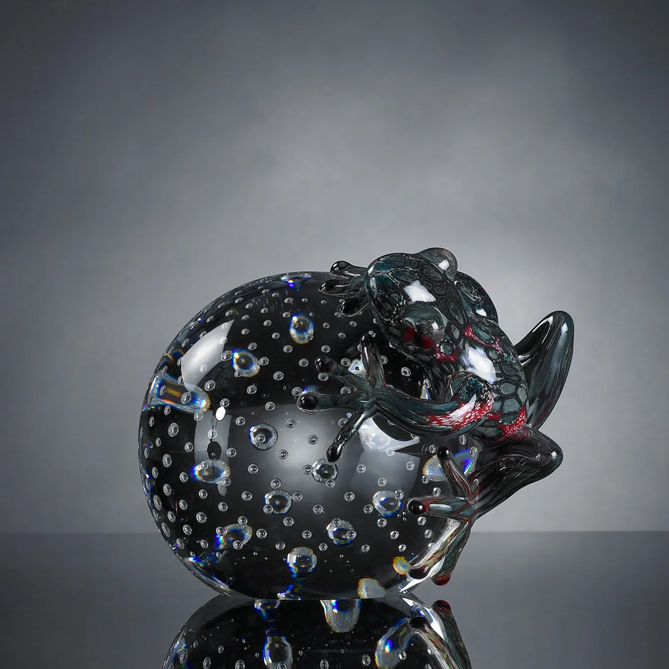 VGnewtrend Rana di vetro verde petrolio su sfera