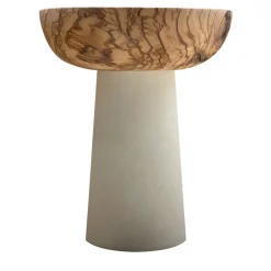 Pimar Limestone Rito N. 2 B Coppa Decorativa in Legno d'Ulivo e Pietra Leccese