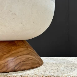 Pimar Limestone Rito N. 3 B Coppa Decorativa in Legno d'Ulivo e Pietra Leccese