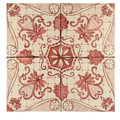 Studio Le Nid Rosso Ficus Indica Set di 4 piastrelle #1